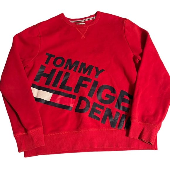 TOMMY HILFIGER RED CREWNECK‎ SIZE MEDIUM | L1 - Picture 1 of 5
